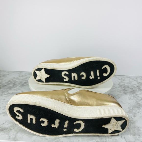Sam Edelman Circus Sneakers Womens 8M Metallic Gold Peace Out Platform Round Toe - Picture 7 of 8